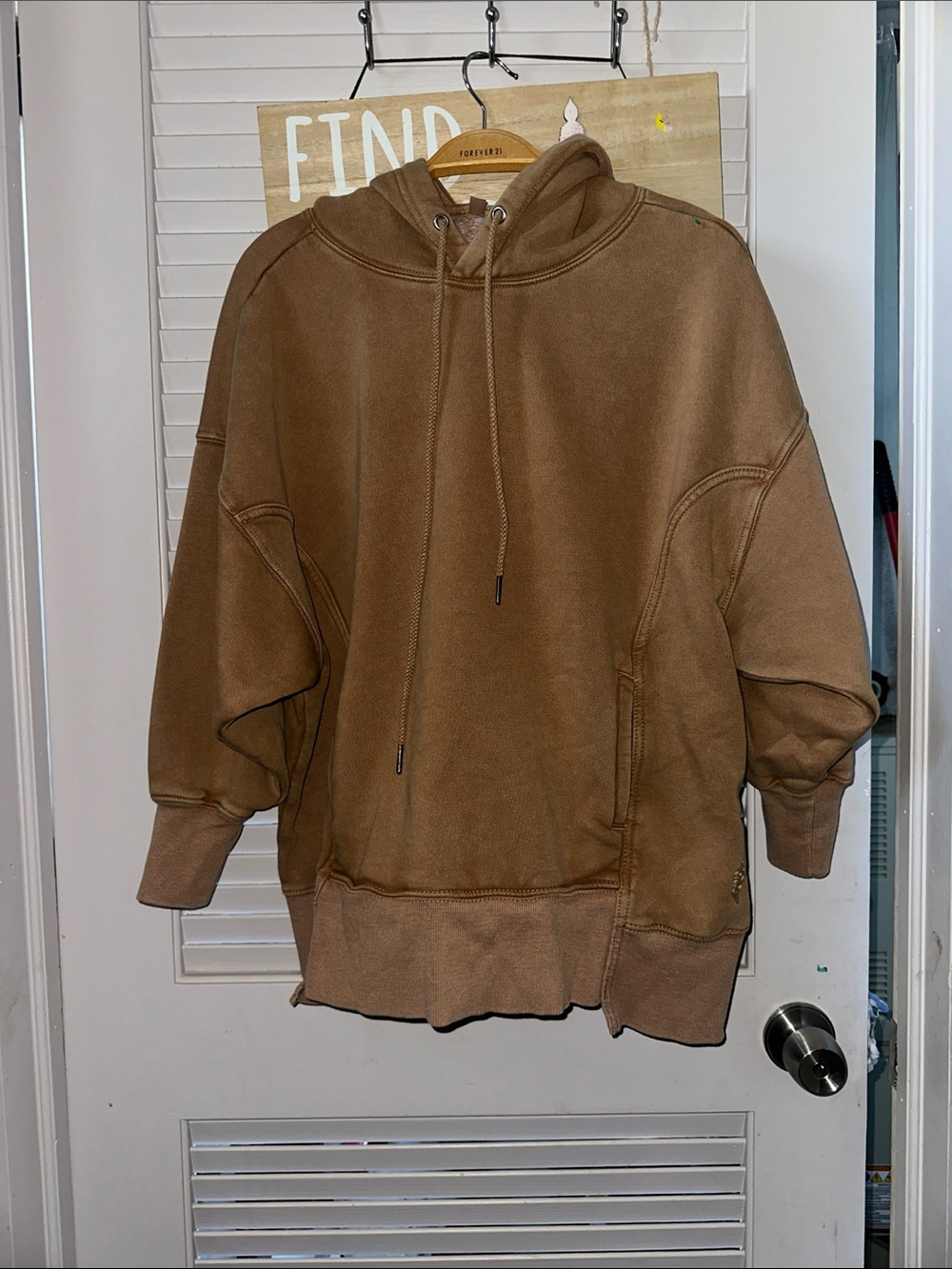 Free People Oversized Crewneck Hoodie in Brown